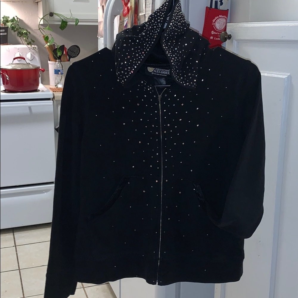 Zip up hoodie with rhinestones